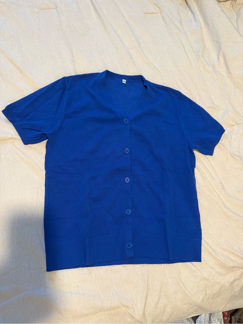Short-Sleeve Button Cardigan - Blue